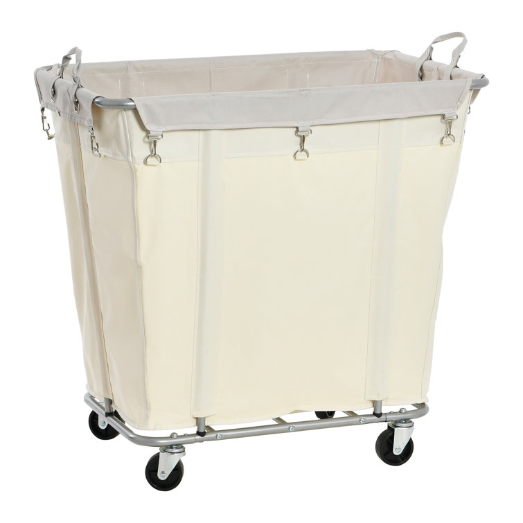 Commercial rolling laundry online cart with hanging bar